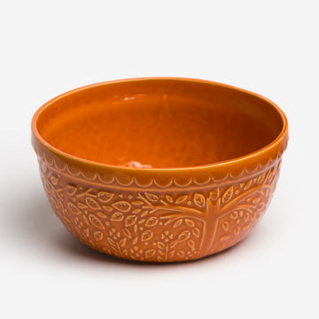 Large Spicy Orange Leaf Embossed Bowl